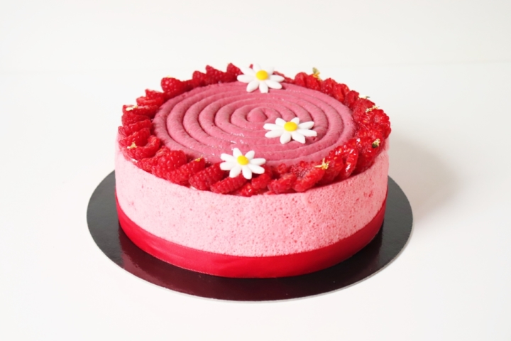 Charlotte vanille, framboise et chocolat Ruby - Recette Olivia Pâtisse